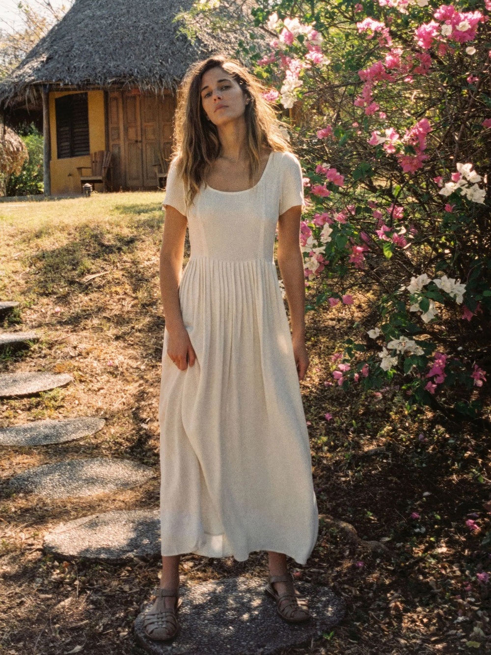 Christy Dawn The Scarlet Dress Eggshell Size Small Scoop Neck Maxi Off White - Picture 13 of 17